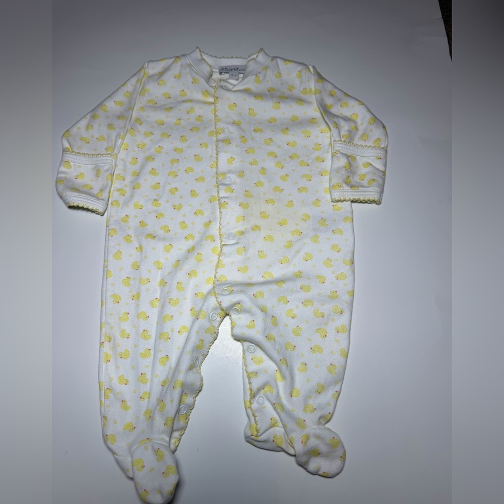 Kissy Kissy Yellow Duck Print Baby Pajamas - Soft Cotton Snap Romper 0-3 months